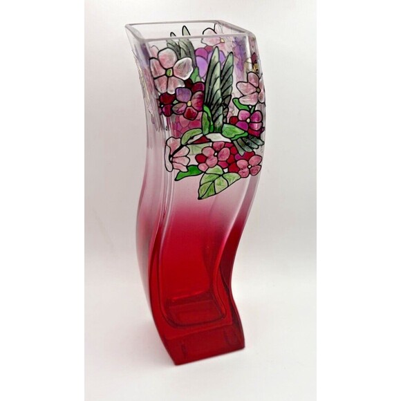 Joan Baker Designs Hand Painted Hummingbird Hydrangea Vase Used - Picture 2 of 12